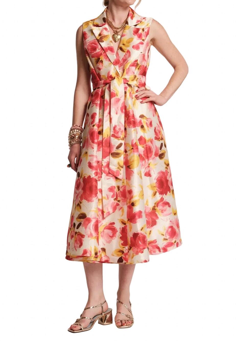 NEW FRANCES VALENTINE lucia wrap midi dress in english rose
